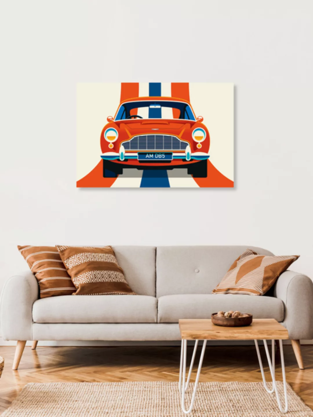 Poster / Leinwandbild - Vintage Sports Car Red And Blue günstig online kaufen