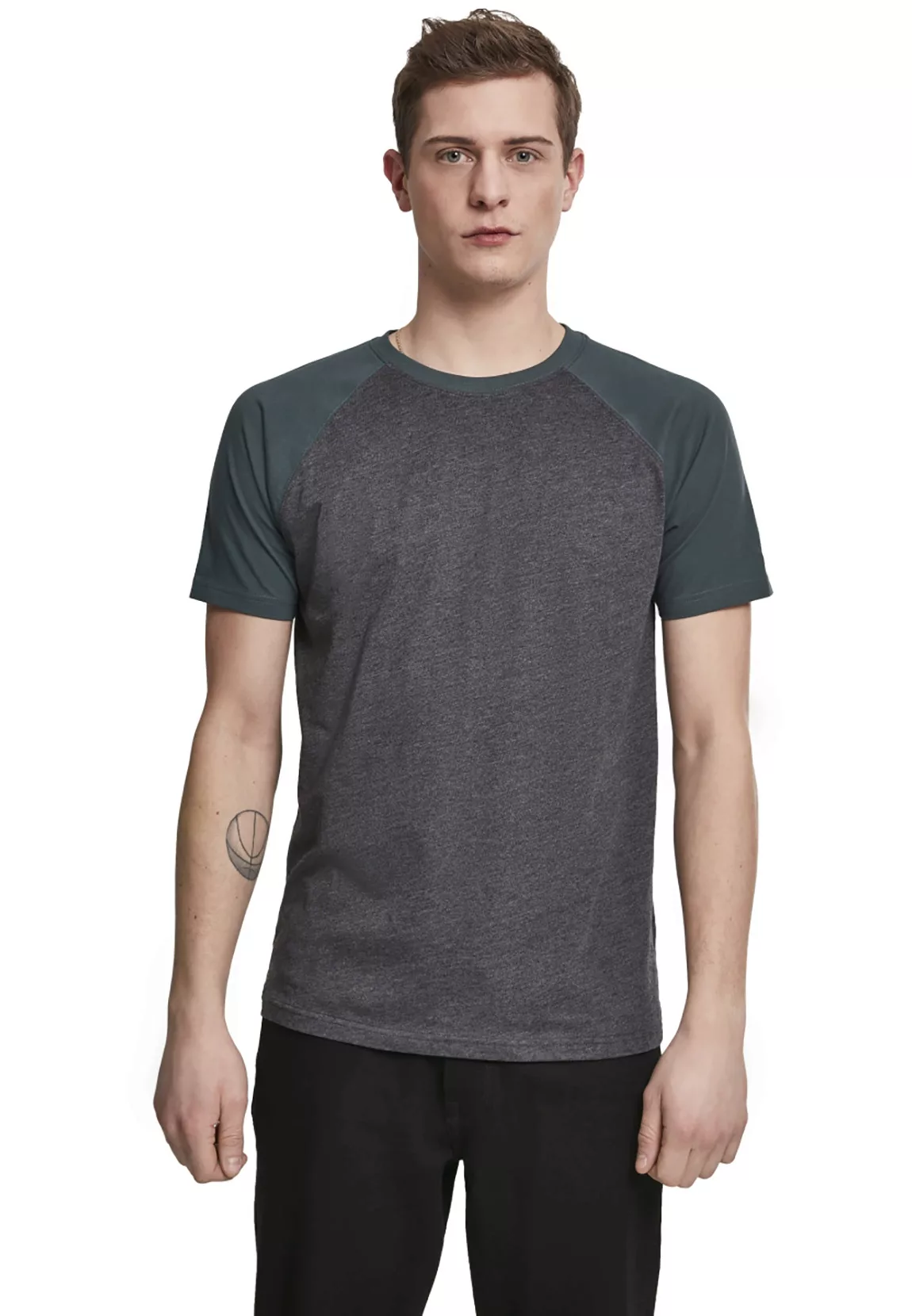 Urban Classics T-Shirt Herren REGLAN CONTRAST TEE TB639 Grau Grün Charcoal/ günstig online kaufen