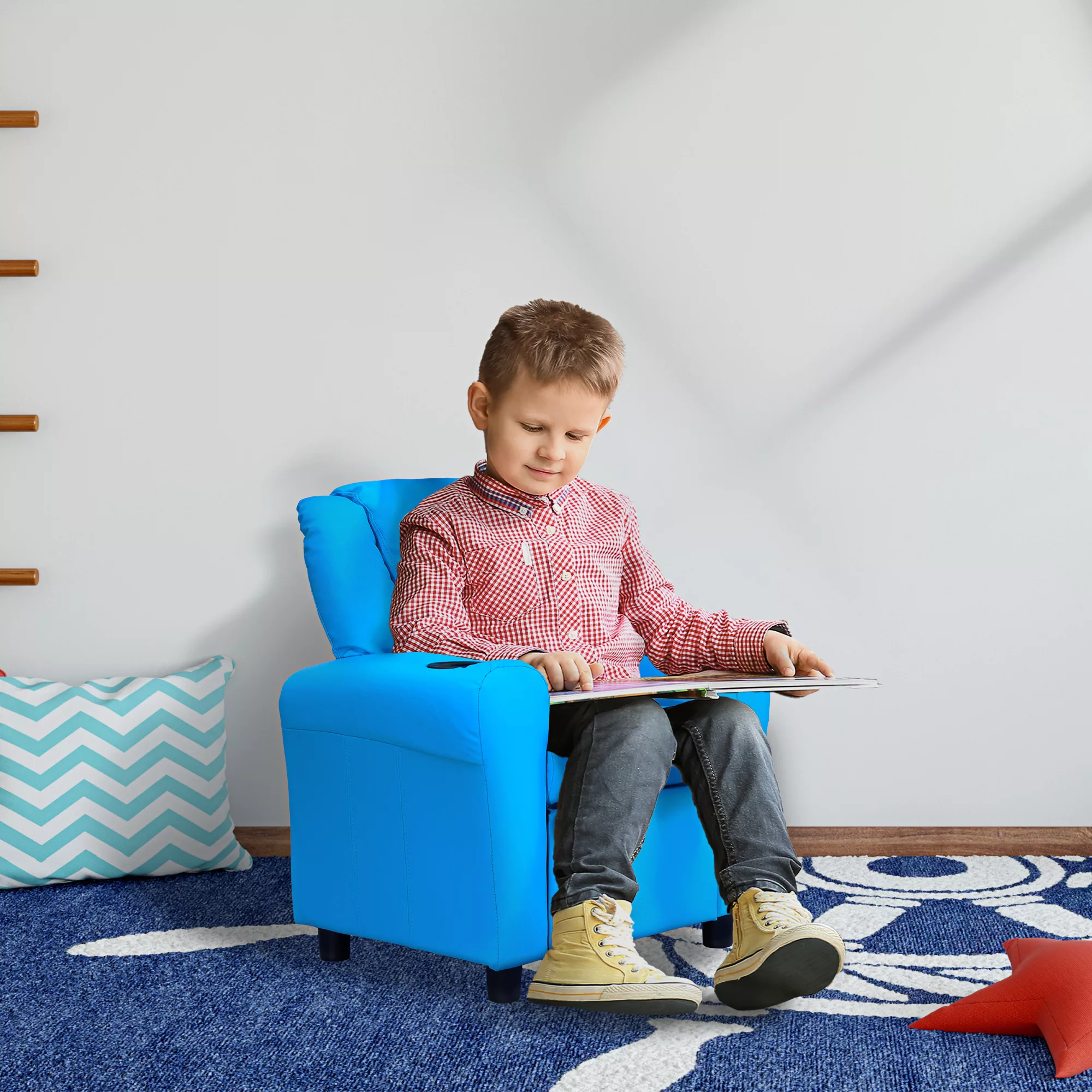 HOMCOM Kindersessel mit Liegefunktion  Minisofa für 3-6 Jahre, Blau mit ein günstig online kaufen