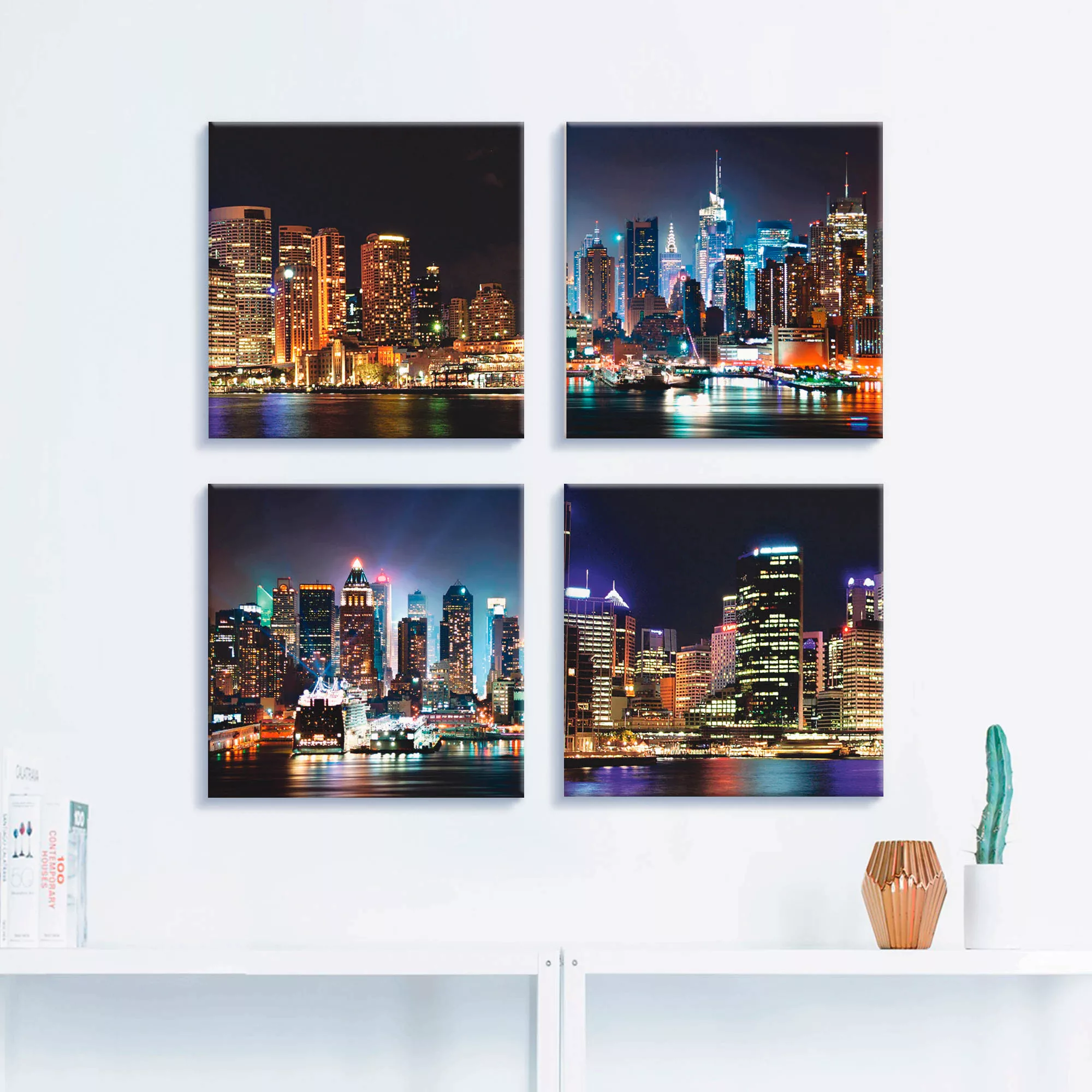 Artland Leinwandbild "Sydney Hafen und New York Times Square", Städte, (4 S günstig online kaufen