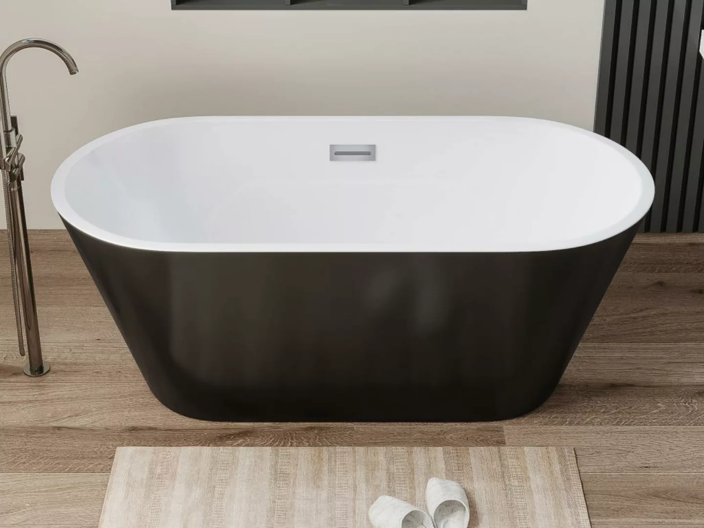 Freistehende Badewanne Design - 201 L - 150 x 70 x 58 cm - Schwarz - TWIGGY günstig online kaufen