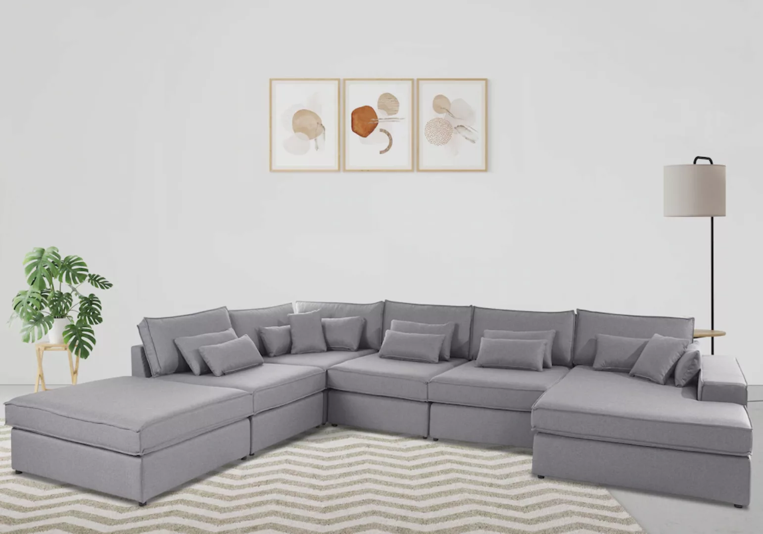 RAUM.ID Wohnlandschaft "Enid U-Form", 6 Teile, bestehend aus Modulen, in vi günstig online kaufen