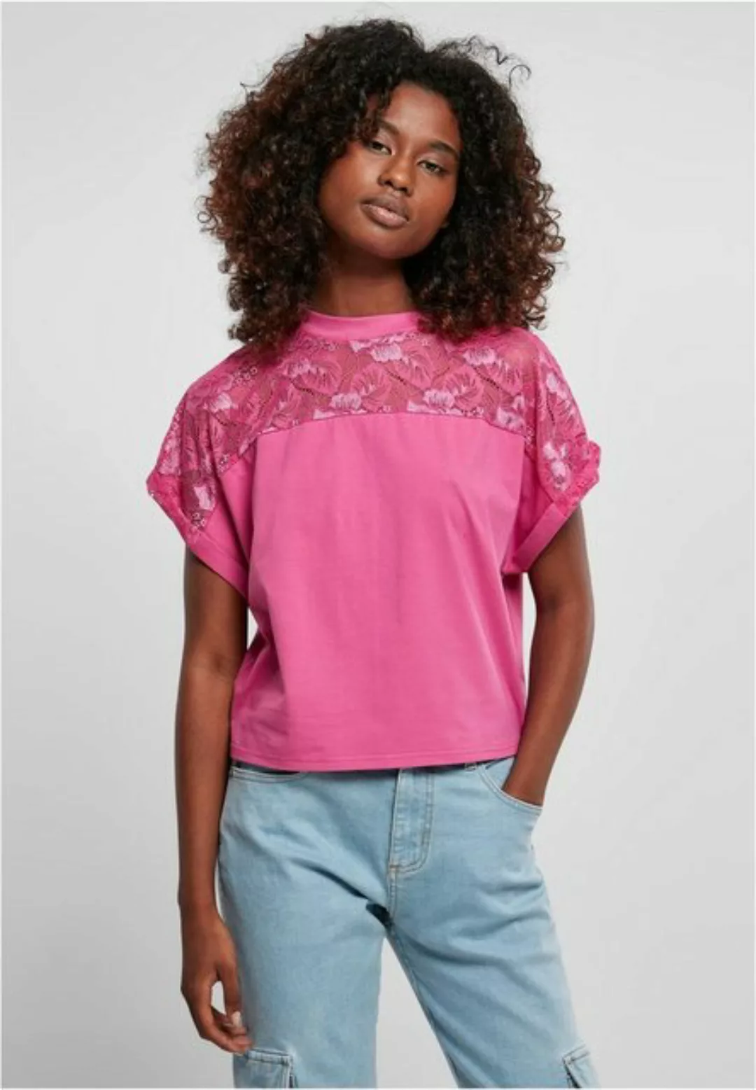 URBAN CLASSICS Kurzarmshirt Damen Ladies Oversized Lace Tee (1-tlg) günstig online kaufen