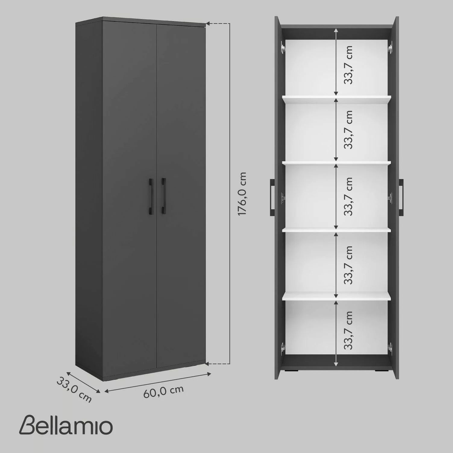 Bellamio Mehrzweckschrank Apol (Aktenschrank Anthrazitschwarz) mit günstig online kaufen