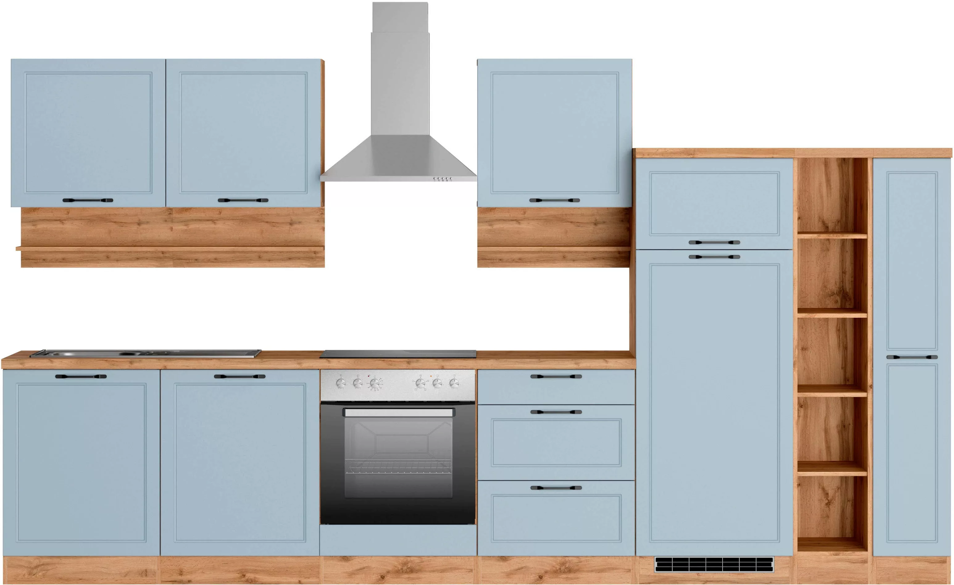 Kochstation Küche "KS-Lana", 360 cm breit, wahlweise mit oder ohne E-Geräte günstig online kaufen