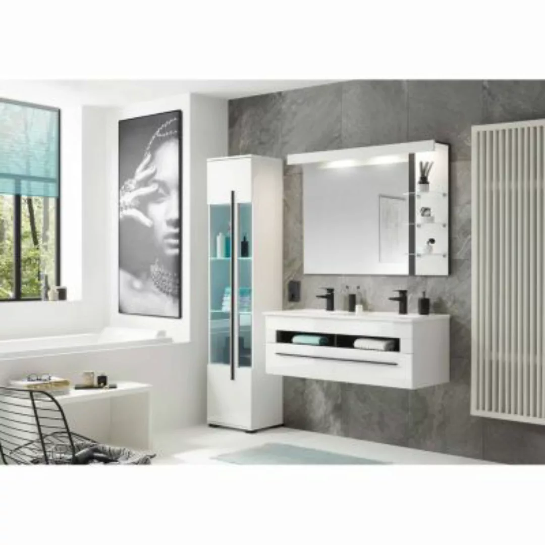 Lomadox Badezimmer Set 3-teilig CHARLESTON-61 mit Doppelwaschbecken und Bel günstig online kaufen