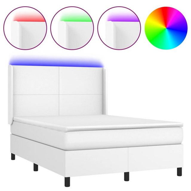 vidaXL Boxspringbett Boxspringbett mit Matratze und LED Kunstleder (140 x 2 günstig online kaufen