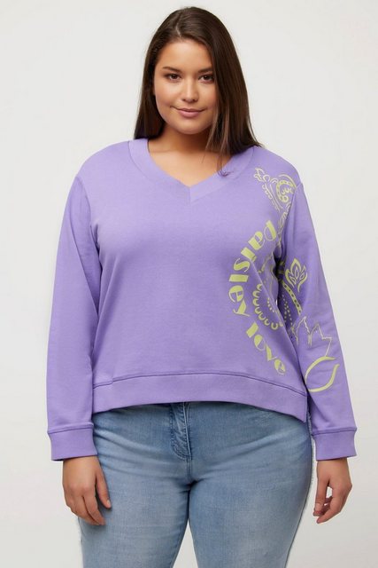 Ulla Popken Sweatshirt Sweatshirt Paisley A-Linie V-Ausschnitt Langarm günstig online kaufen