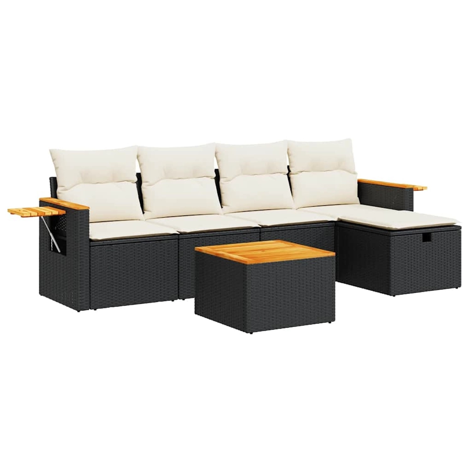 vidaXL 6-Tlg Garten-Sofagarnitur mit Kissen Schwarz Poly Rattan 3325962 günstig online kaufen