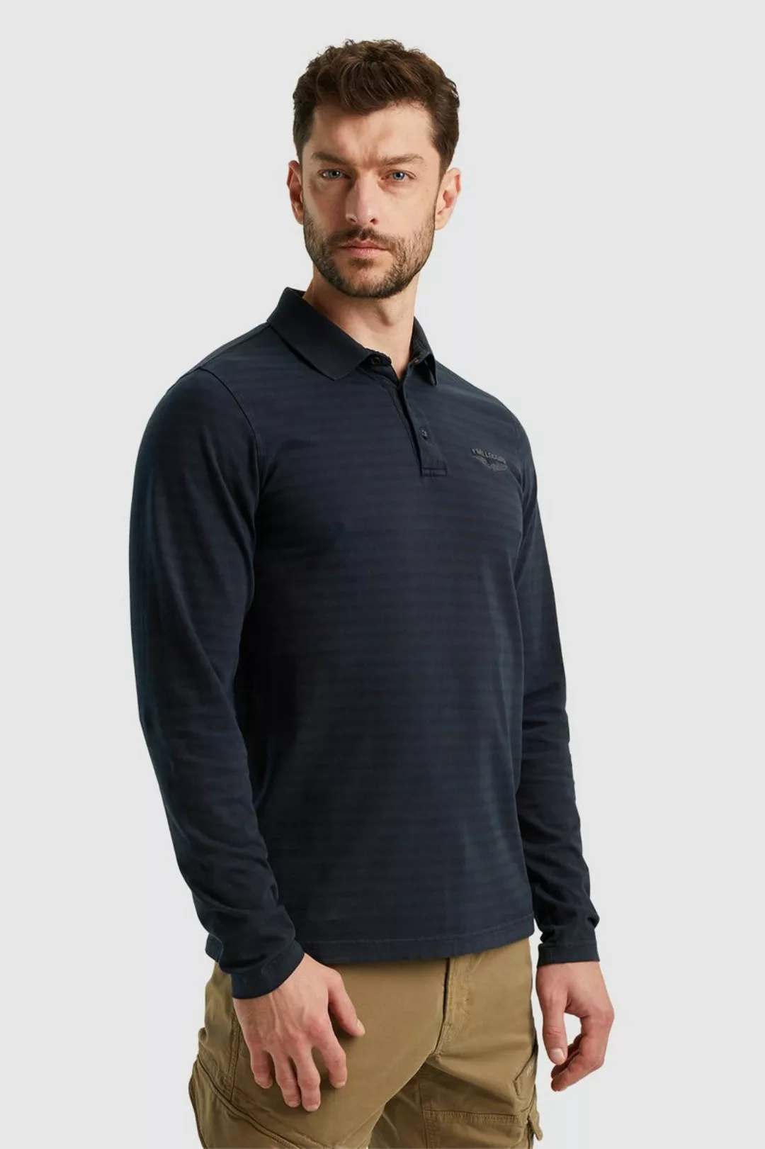 PME Legend Longsleeve Poloshirt Streifen Navy - Größe 3XL günstig online kaufen