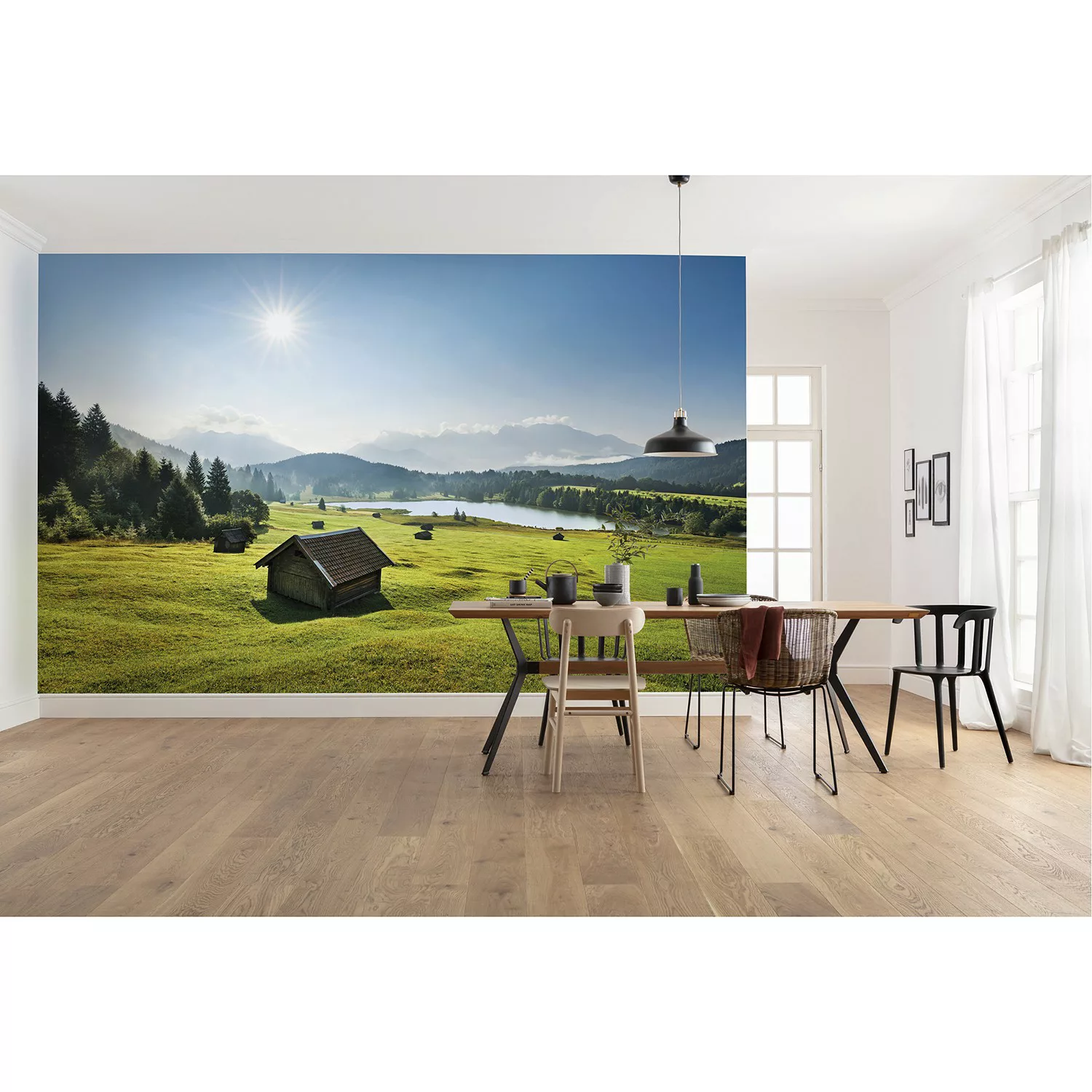 KOMAR Vlies Fototapete - Bergwiese vor Karwendel - Größe 450 x 280 cm mehrf günstig online kaufen