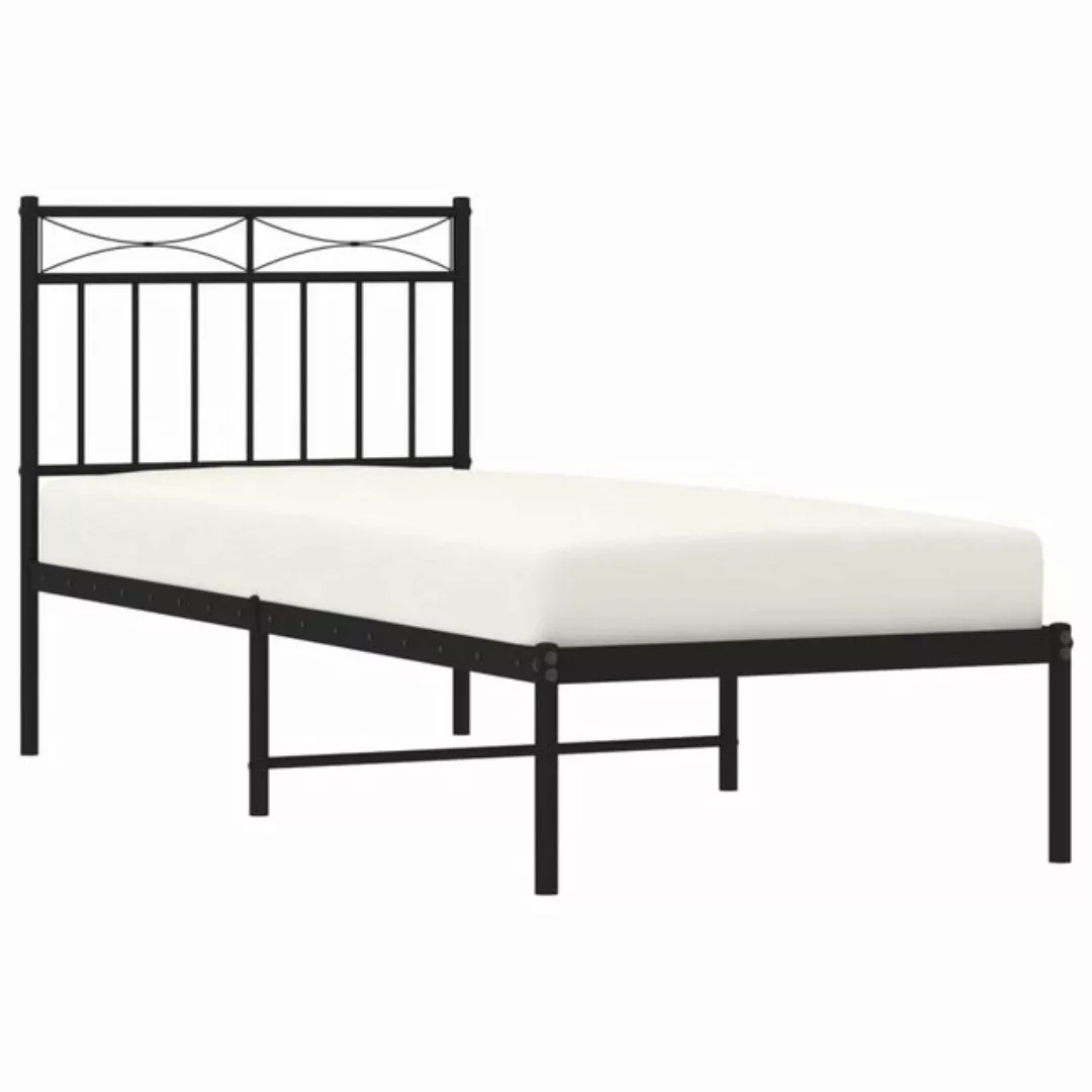 vidaXL Bett Bettgestell mit Kopfteil Metall Schwarz 75x190 cm günstig online kaufen