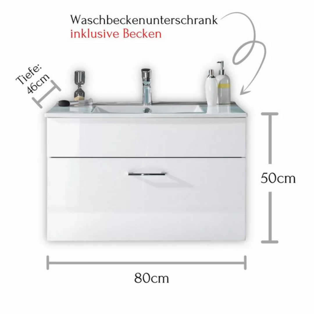 BEGA BBK Waschbeckenunterschrank 80 x 50 x 46 cm (B/H/T) günstig online kaufen