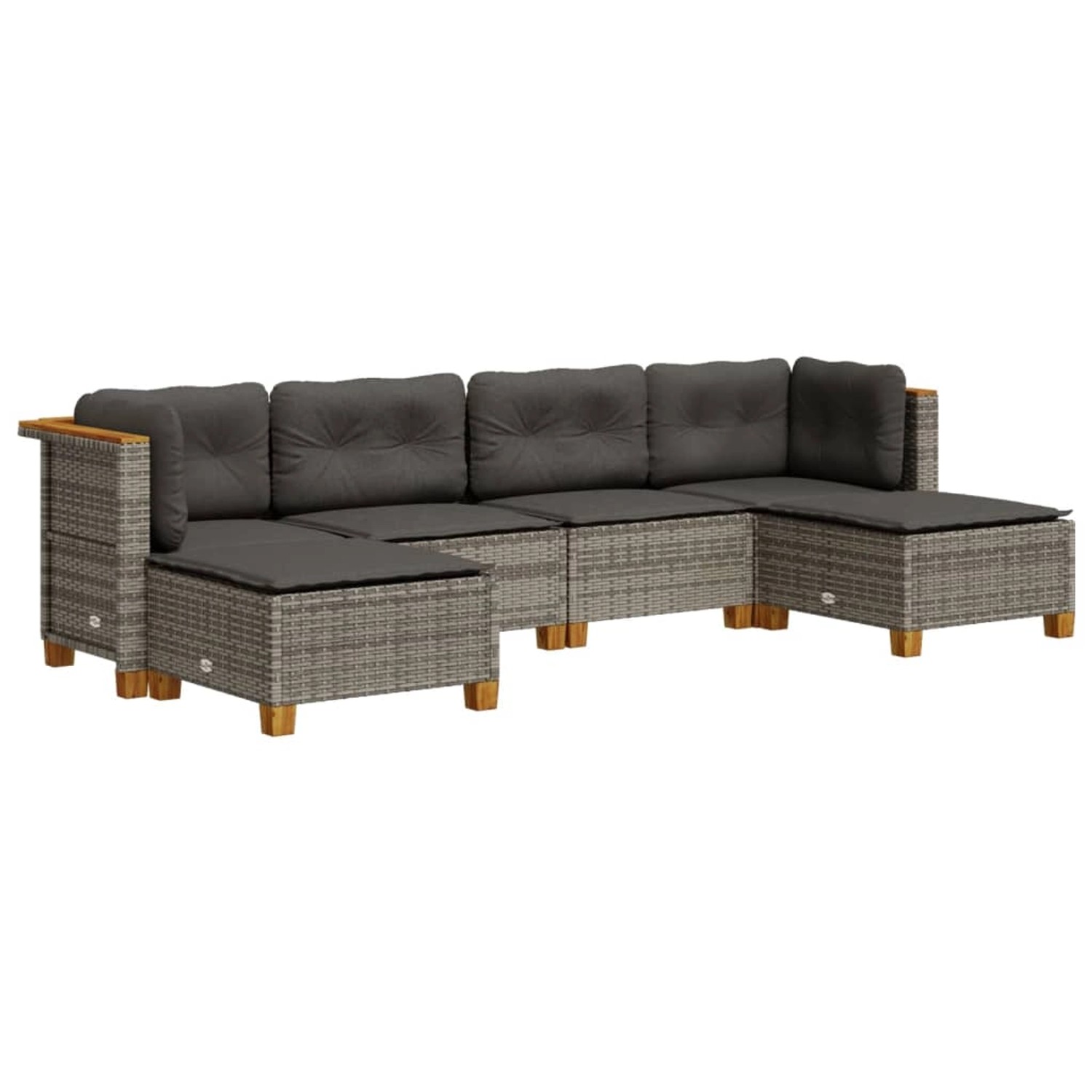 vidaXL 6-Tlg Garten-Sofagarnitur mit Kissen Grau Poly Rattan 3261948 günstig online kaufen