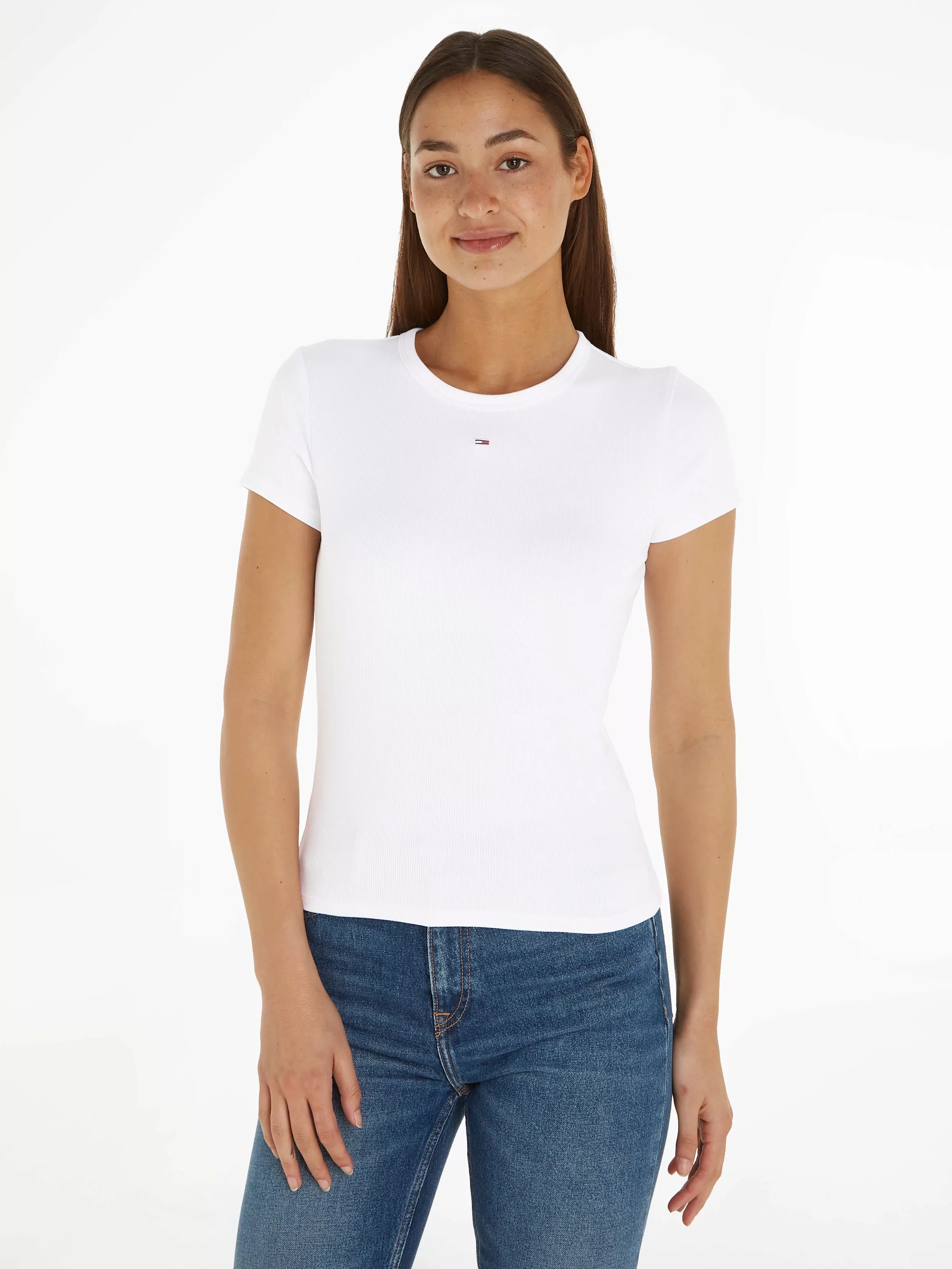 Tommy Jeans Curve T-Shirt "Slim Essential Rib", Große Größen günstig online kaufen