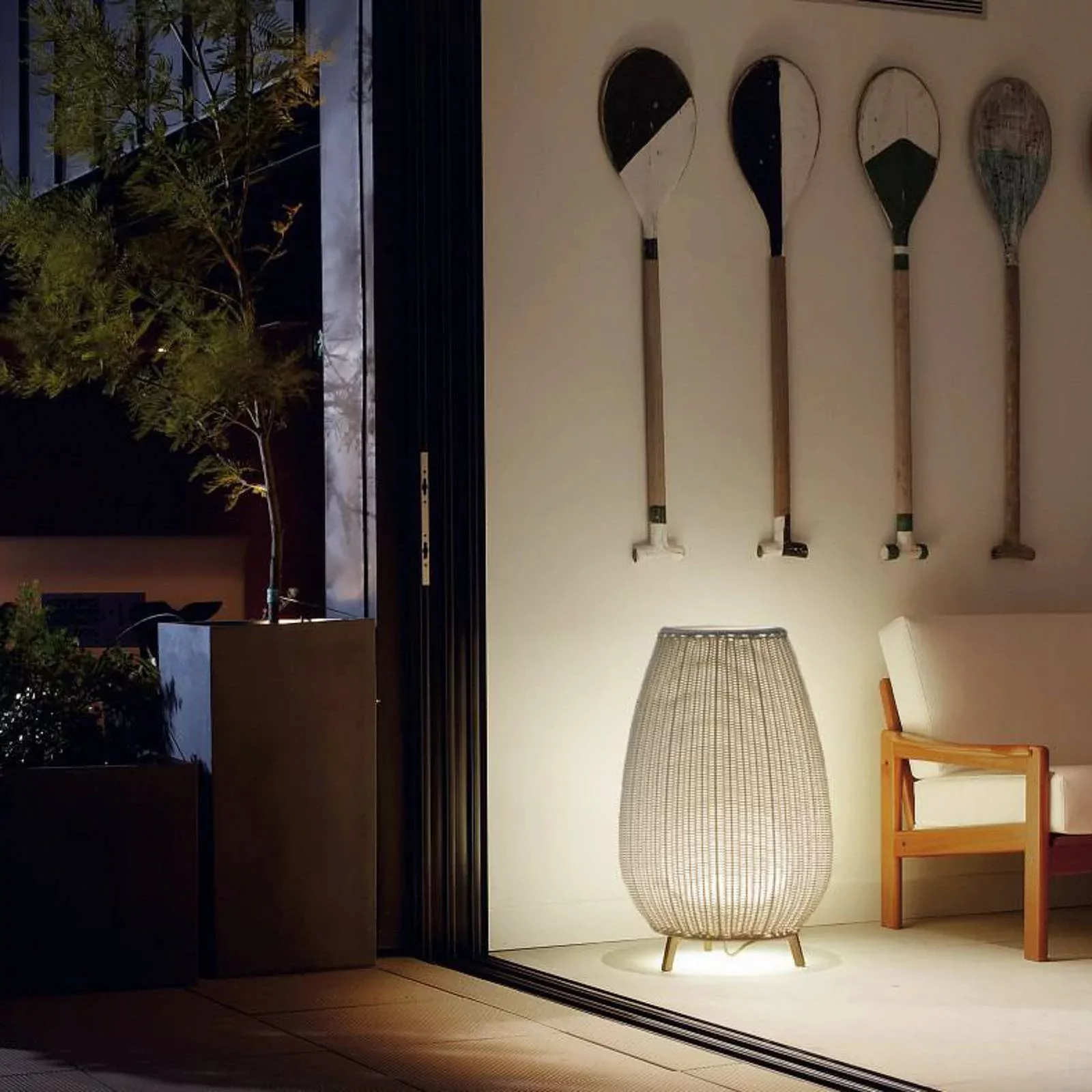 Bover LED-Terrassenleuchte Amphora, 77 cm, grafitbraun/beige günstig online kaufen
