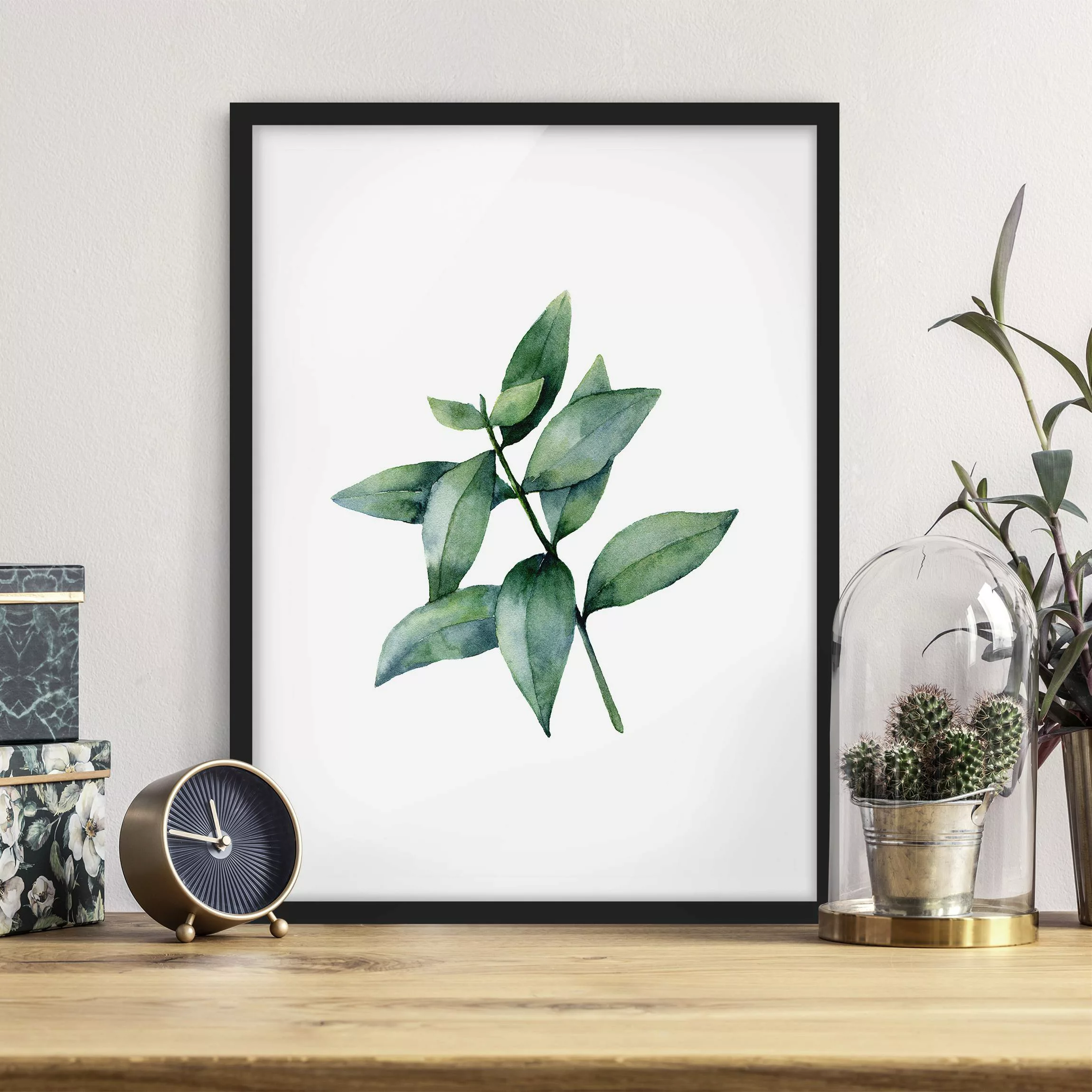 Bild mit Rahmen Aquarell Eucalyptus III günstig online kaufen