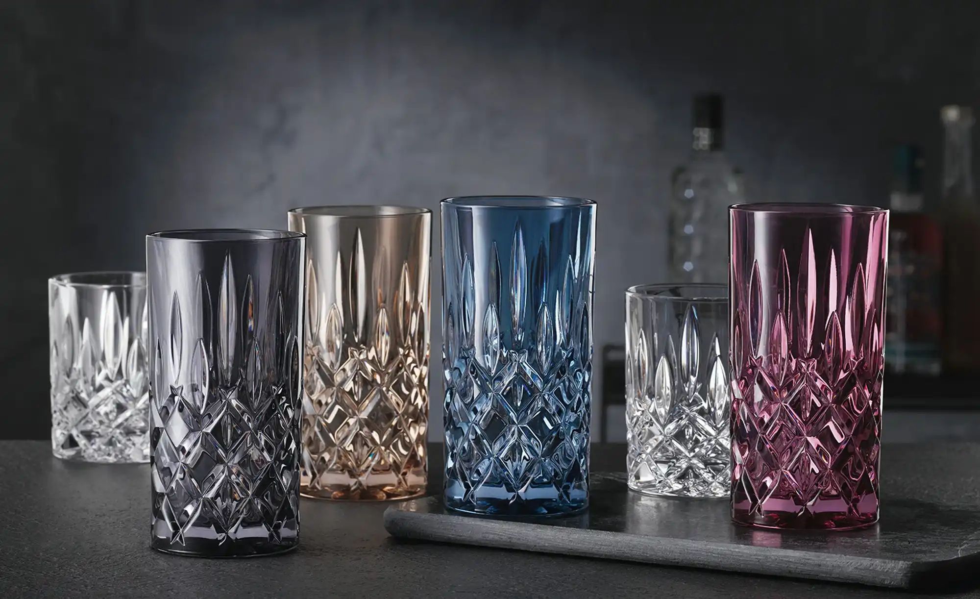 Nachtmann Longdrinkgläser  2er Set Noblesse ¦ blau ¦ Glas ¦ Maße (cm): B: 7 günstig online kaufen