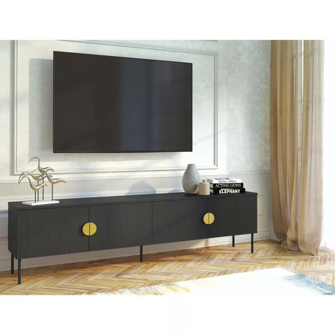 TV Lowboard in Schwarz 200 cm MOLONG-166 günstig online kaufen