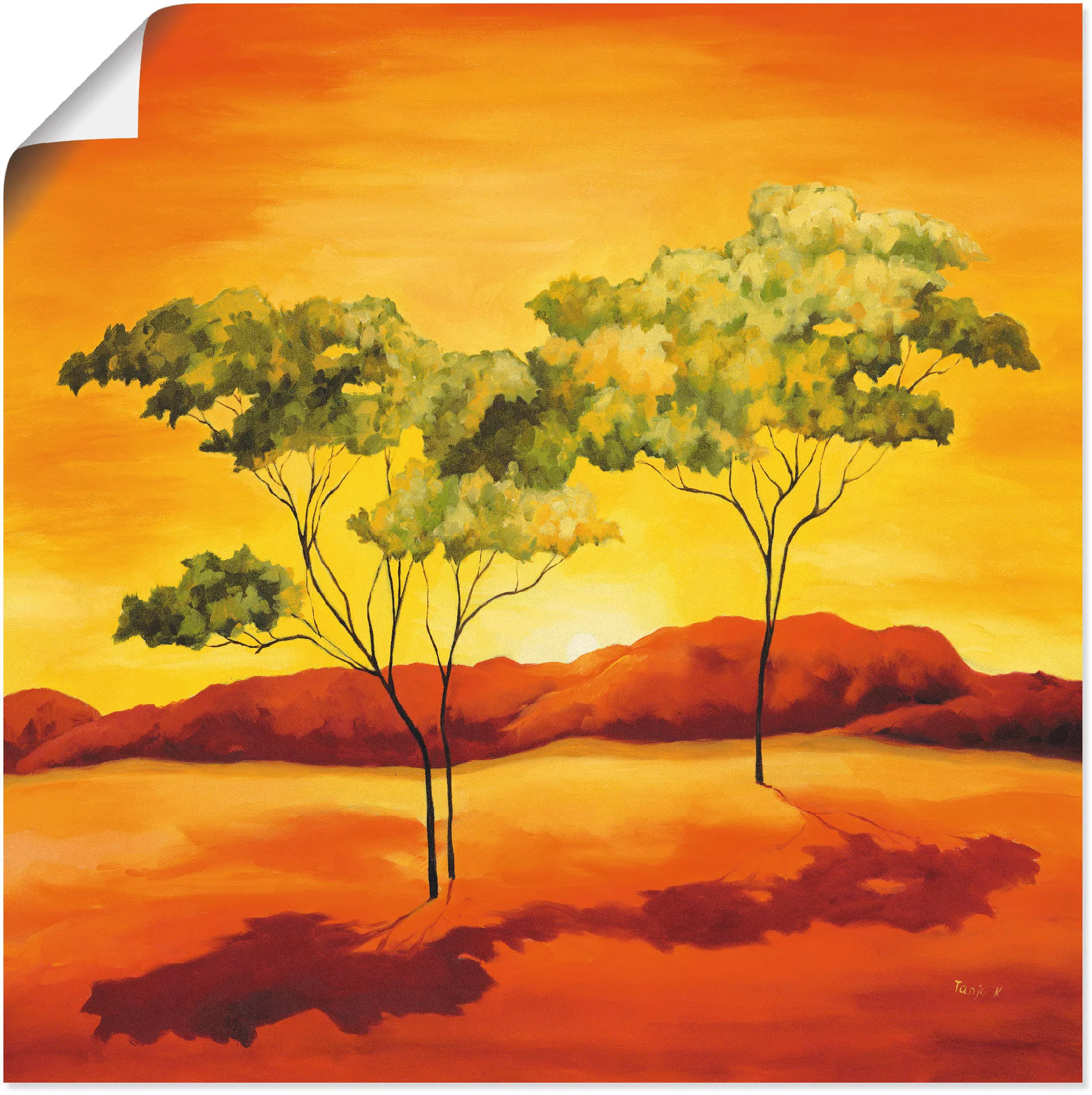 Artland Wandbild "Sonnenuntergang in der Steppe", Afrika, (1 St.), als Lein günstig online kaufen