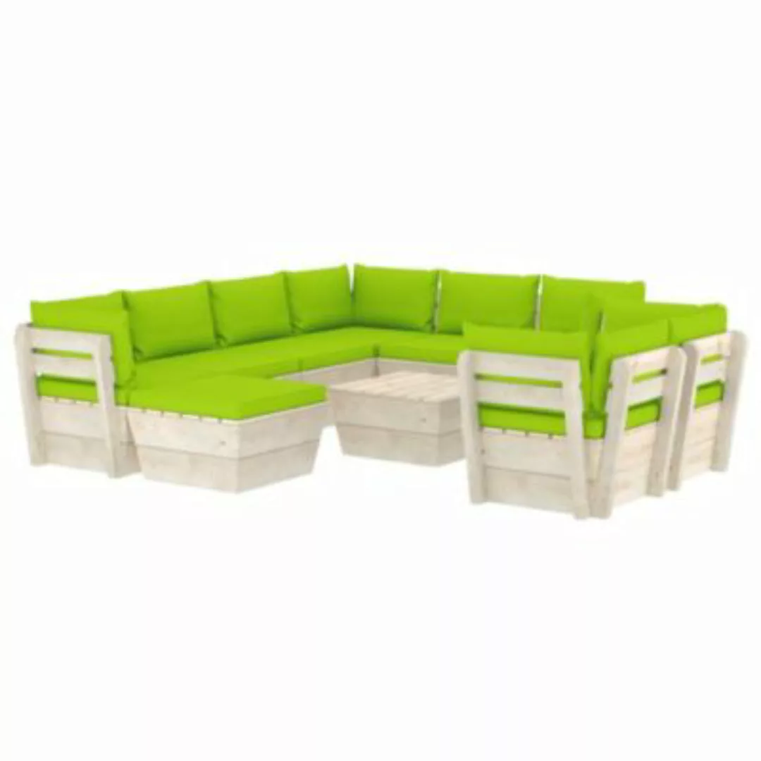 10-tlg. Garten-sofagarnitur Aus Paletten Mit Kissen Fichtenholz günstig online kaufen