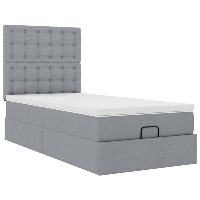 vidaXL Bett Ottoman-Bett mit Matratze Hellgrau 90x190 cm Stoff günstig online kaufen