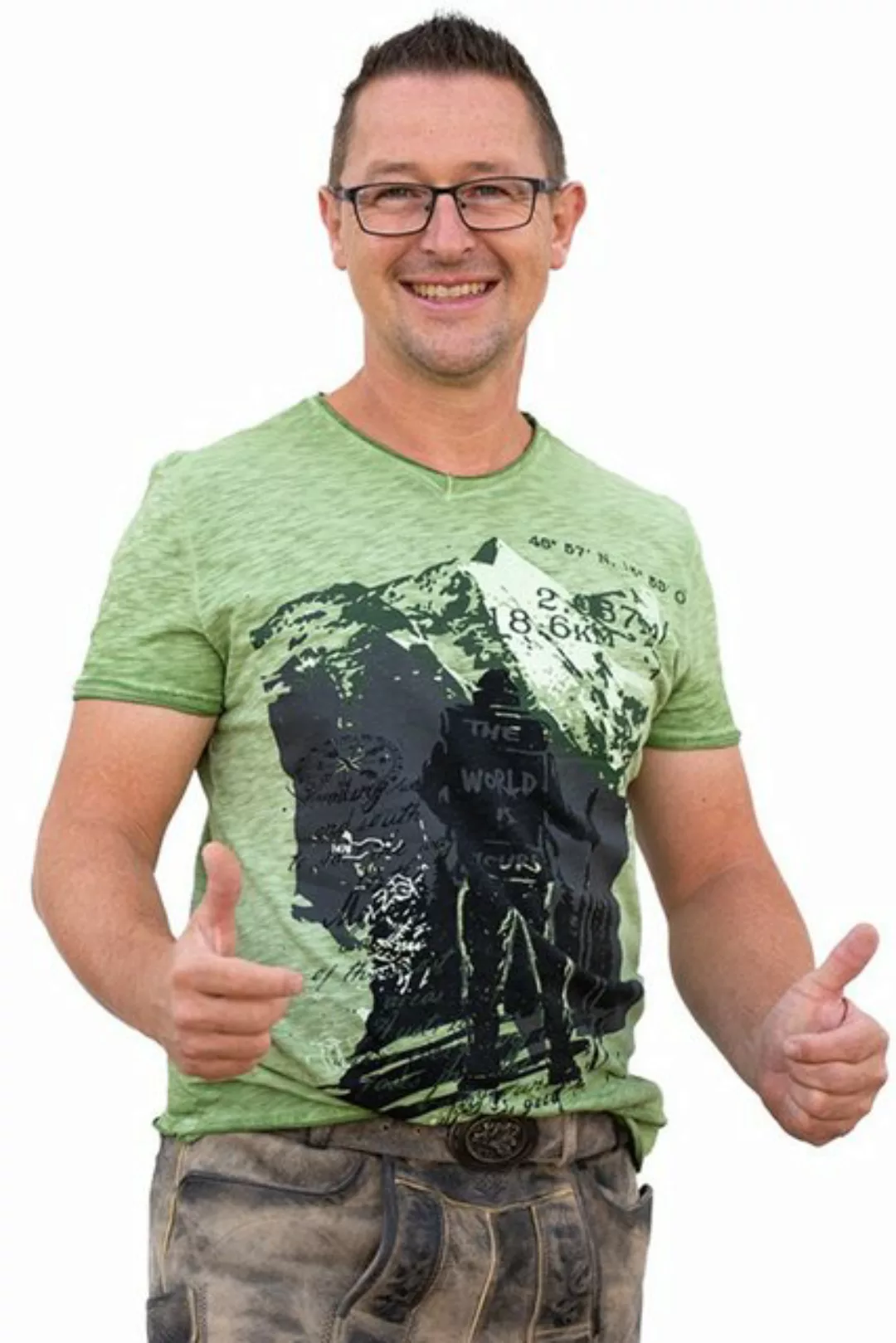 Hangowear Trachtenshirt Trachtenshirt Herren - ZACHÄUS - grün günstig online kaufen