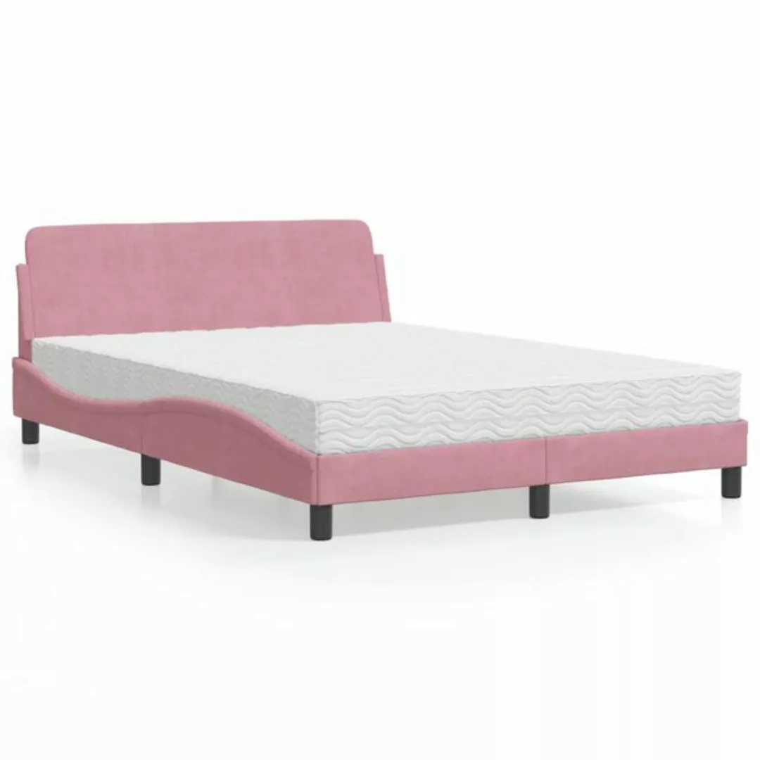 vidaXL Bett Bett mit Matratze Rosa 120x200 cm Samt günstig online kaufen
