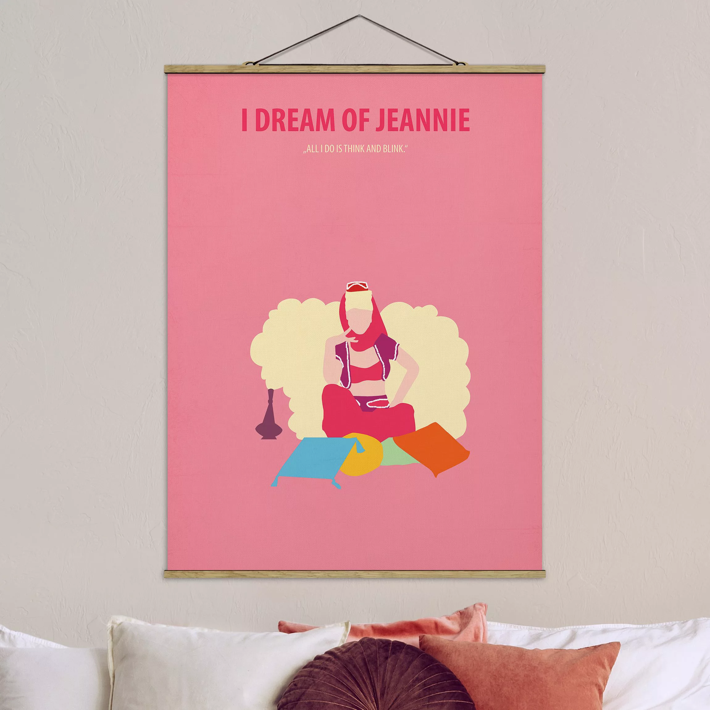 Stoffbild Portrait mit Posterleisten - Hochformat Filmposter I dream of Jea günstig online kaufen