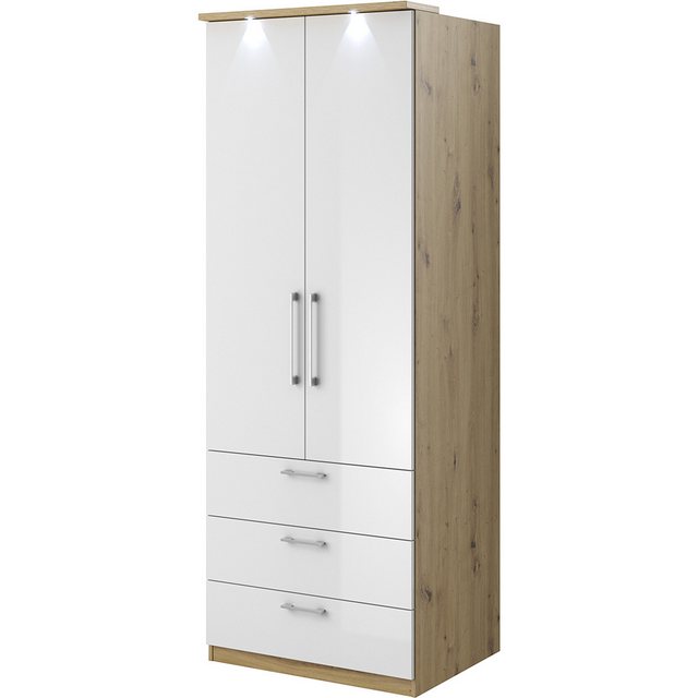 Kleiderschrank 80 cm in Artisan Eiche Nb. mit Hochglanz weiß OLMO-83 inkl. günstig online kaufen