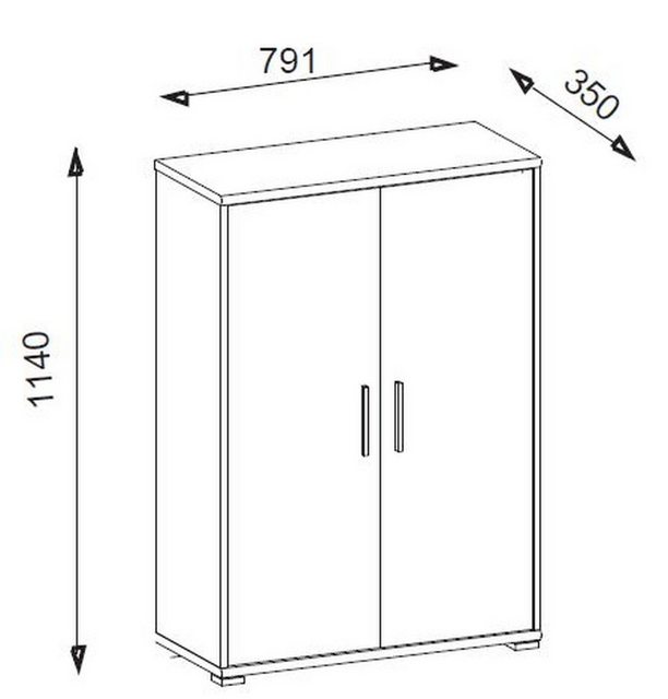 PREISBRECHER Aktenschrank Clermont (BxHxT: 79,1x114x35 cm) in weiß mit 2 Tü günstig online kaufen