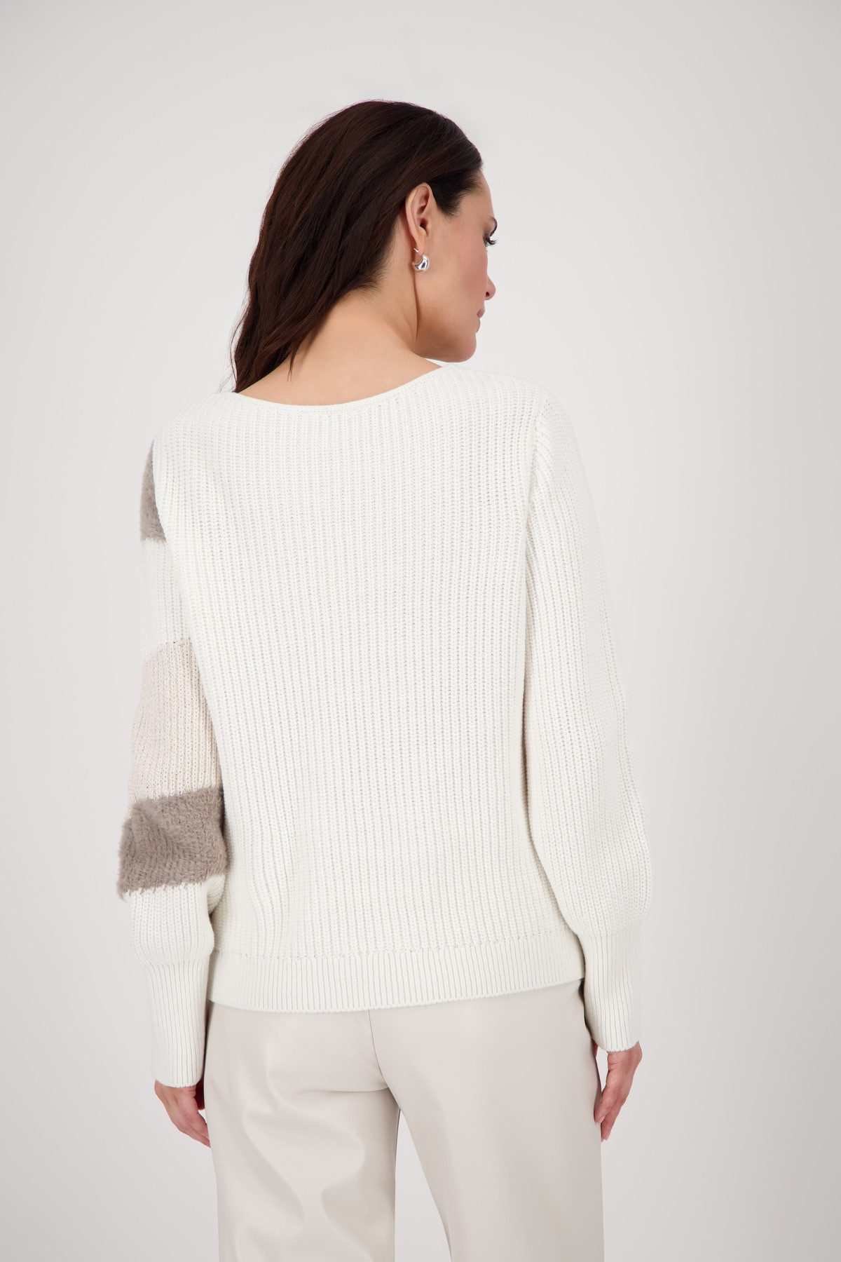 Monari Strickpullover Pullover Intarsie Mit Rundhalsausschnitt günstig online kaufen
