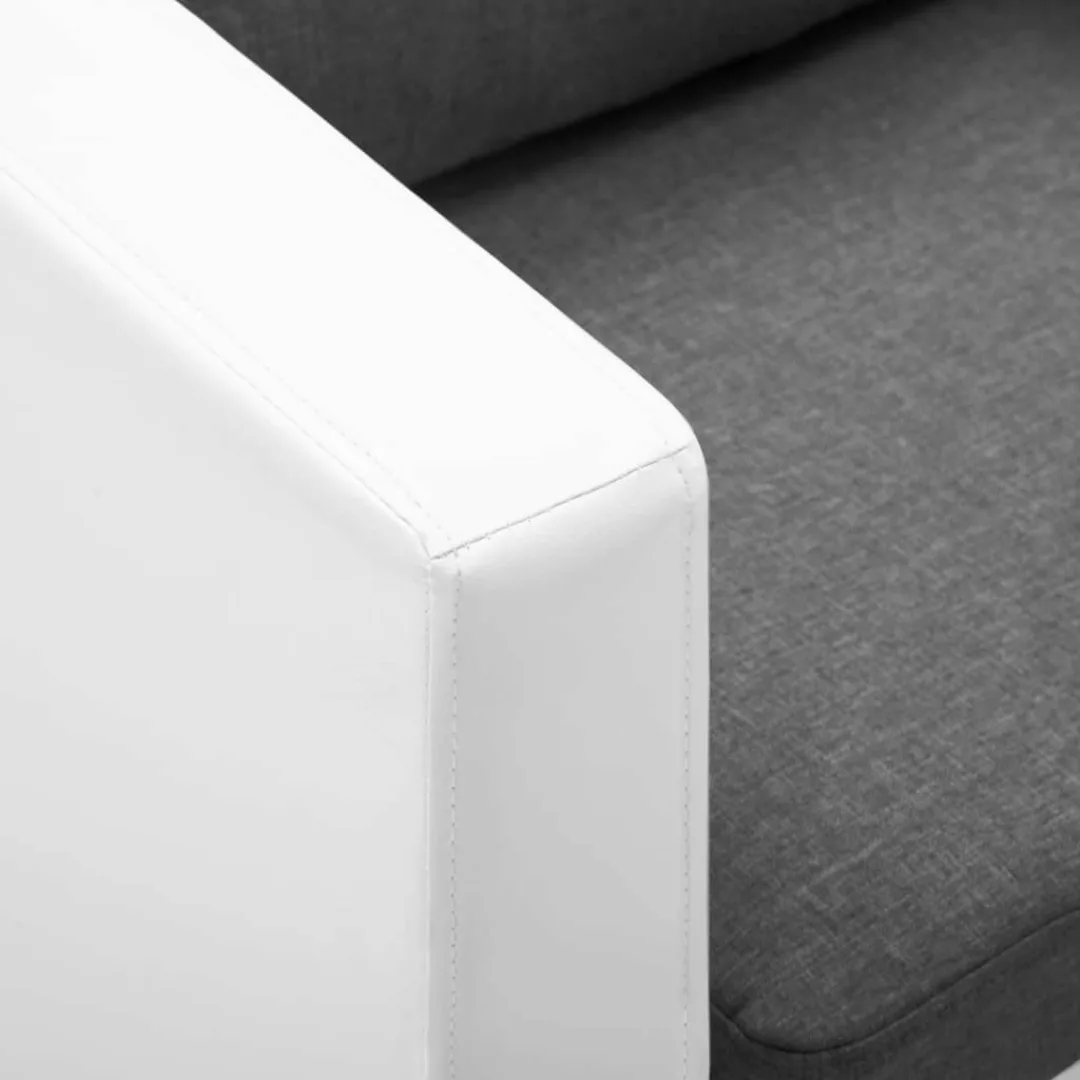 2-sitzer-sofa Kunstleder Weiß Und Hellgrau günstig online kaufen