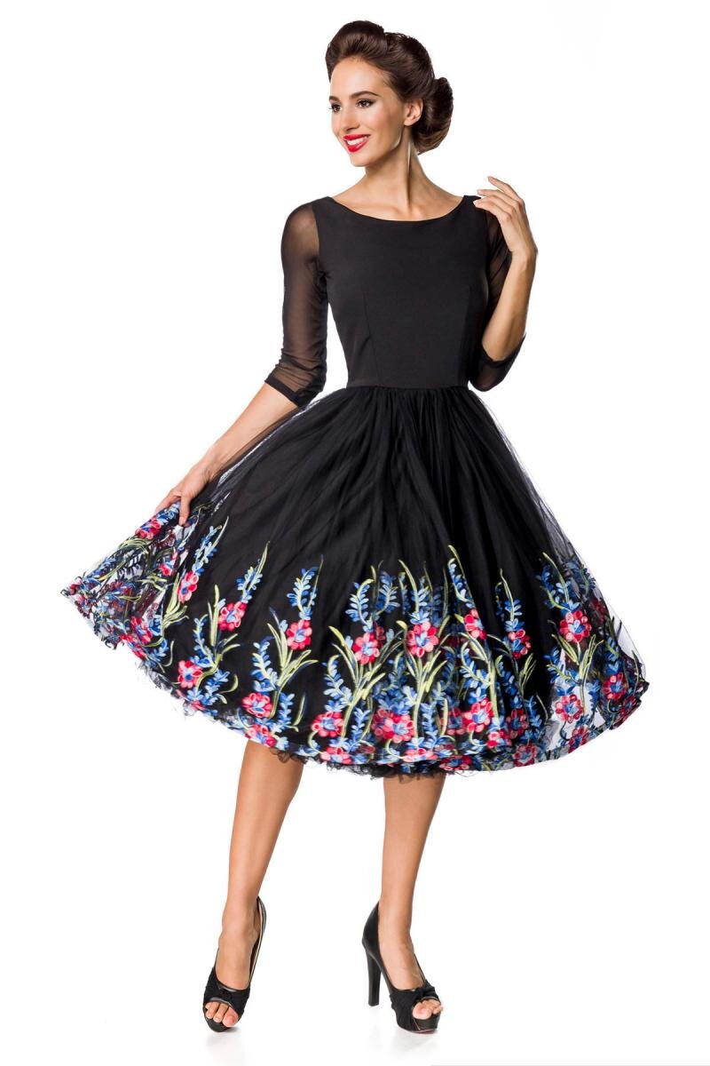 Besticktes Swingkleid Schwarz günstig online kaufen