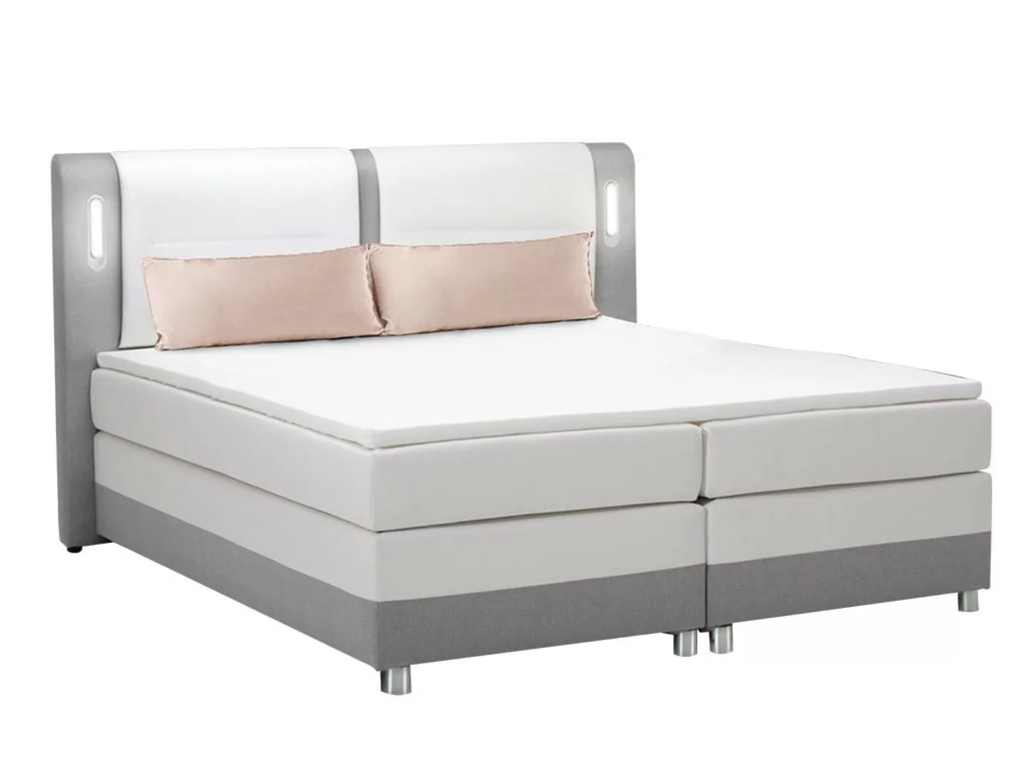 LED-Boxspringbett mit Kopfteil + Lattenroste + Matratzen + Topper - 160 x 2 günstig online kaufen