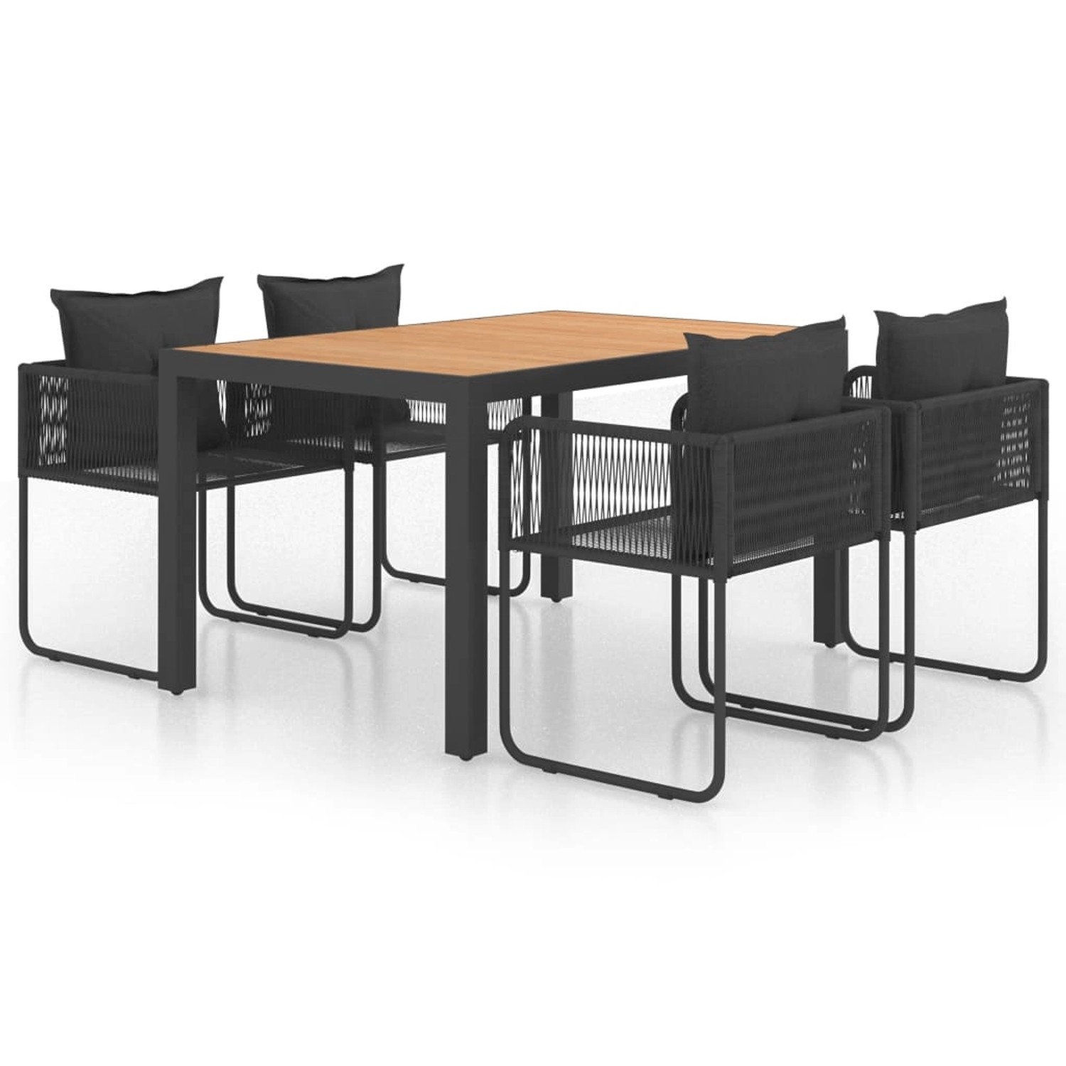 vidaXL 5-Tlg Garten-Essgruppe PVC Rattan Schwarz und Braun 3060108 günstig online kaufen