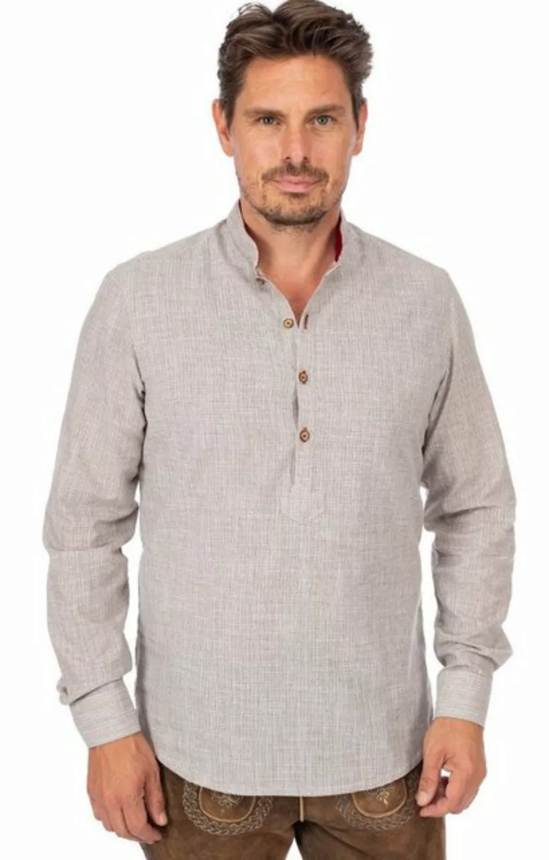 OS-Trachten Trachtenhemd Stehkragenhemd XANTEN khaki günstig online kaufen