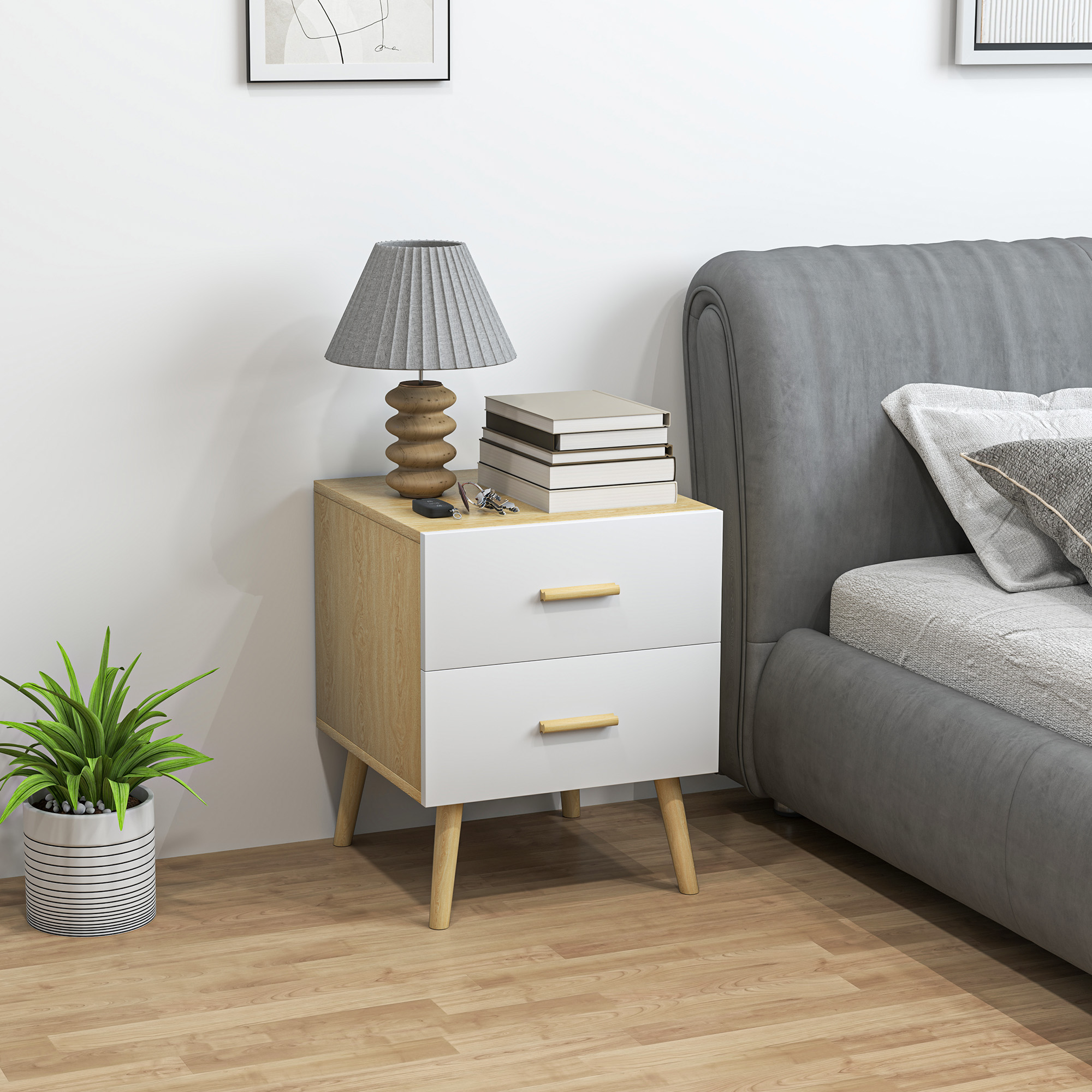HOMCOM Nachttisch mit 2 Schubladen aus Holz, Nachttisch für Schlafzimmer, W günstig online kaufen