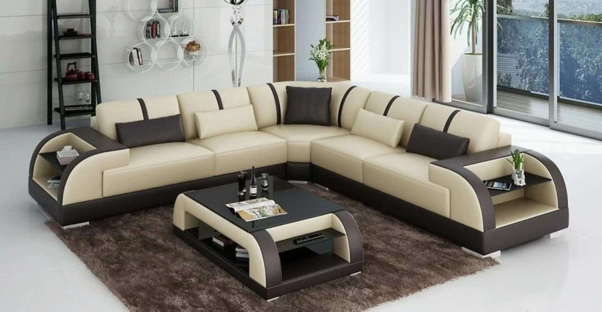 JVmoebel Ecksofa Design Eck Leder Sofa Couch Polster Garnitur Wohnlandschaf günstig online kaufen