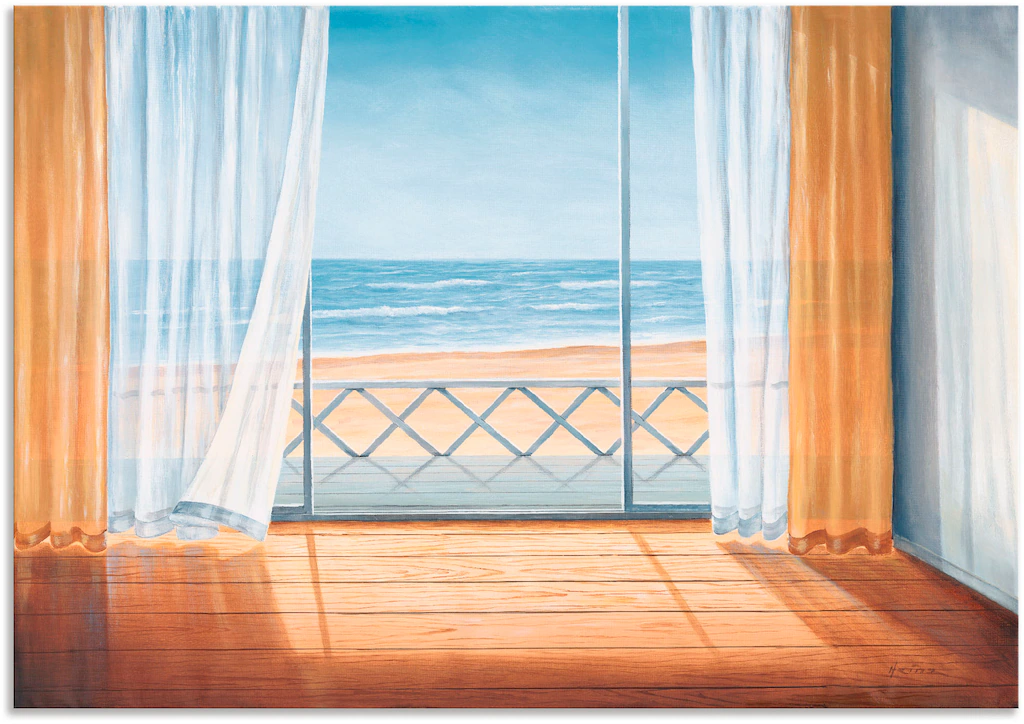 Artland Wandbild "Terrasse mit Meerblick", Fensterblick, (1 St.), als Alubi günstig online kaufen