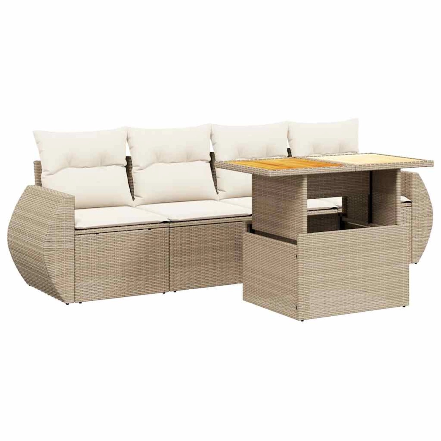 vidaXL 5-Tlg Garten-Sofagarnitur mit Kissen Beige Poly Rattan 3272073 günstig online kaufen