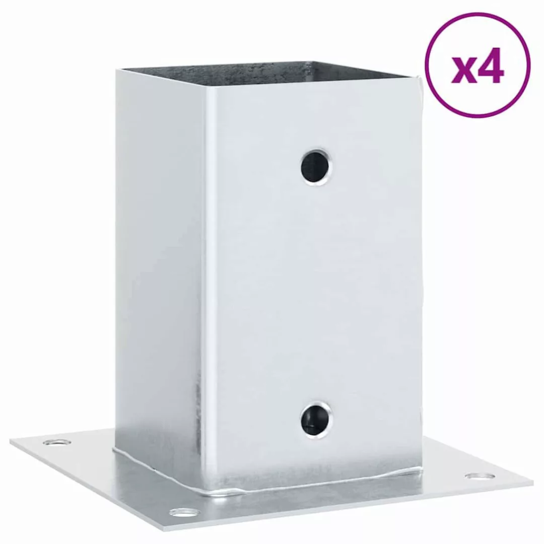 vidaXL Zaunpfosten Pfostenträger Quadratisch 4Stk. Silber günstig online kaufen