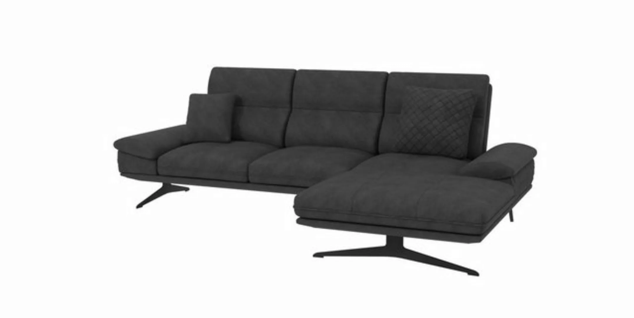 S-Style Möbel Ecksofa Kari mit Ottomane und Hohe schwarze Metall Füße in Sa günstig online kaufen