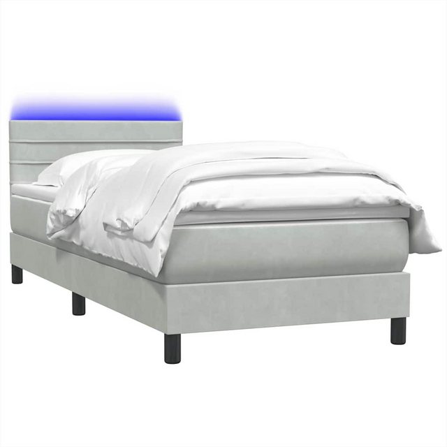 vidaXL Bett Boxspringbett mit Matratze Hellgrau 80x220 cm Samt günstig online kaufen