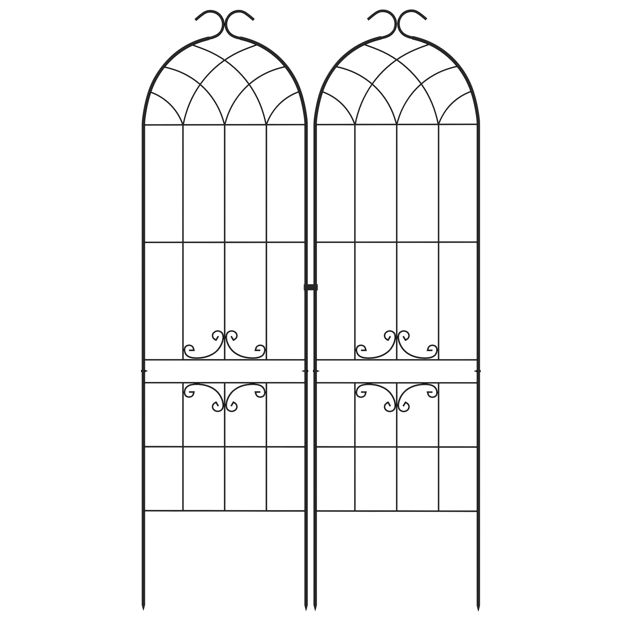 Outsunny Lot von 2 Garten-Gittern, Rankhilfe für Kletterpflanzen aus Metall günstig online kaufen