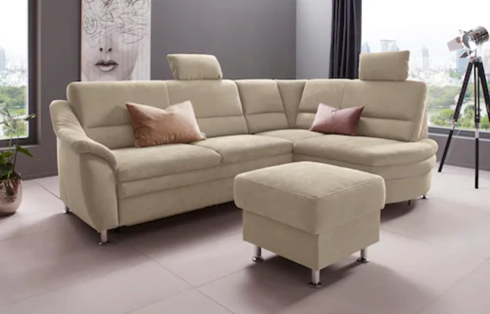 Places of Style Ecksofa »Cardoso L-Form«, Federkern, wahlweise mit Bett, Sc günstig online kaufen