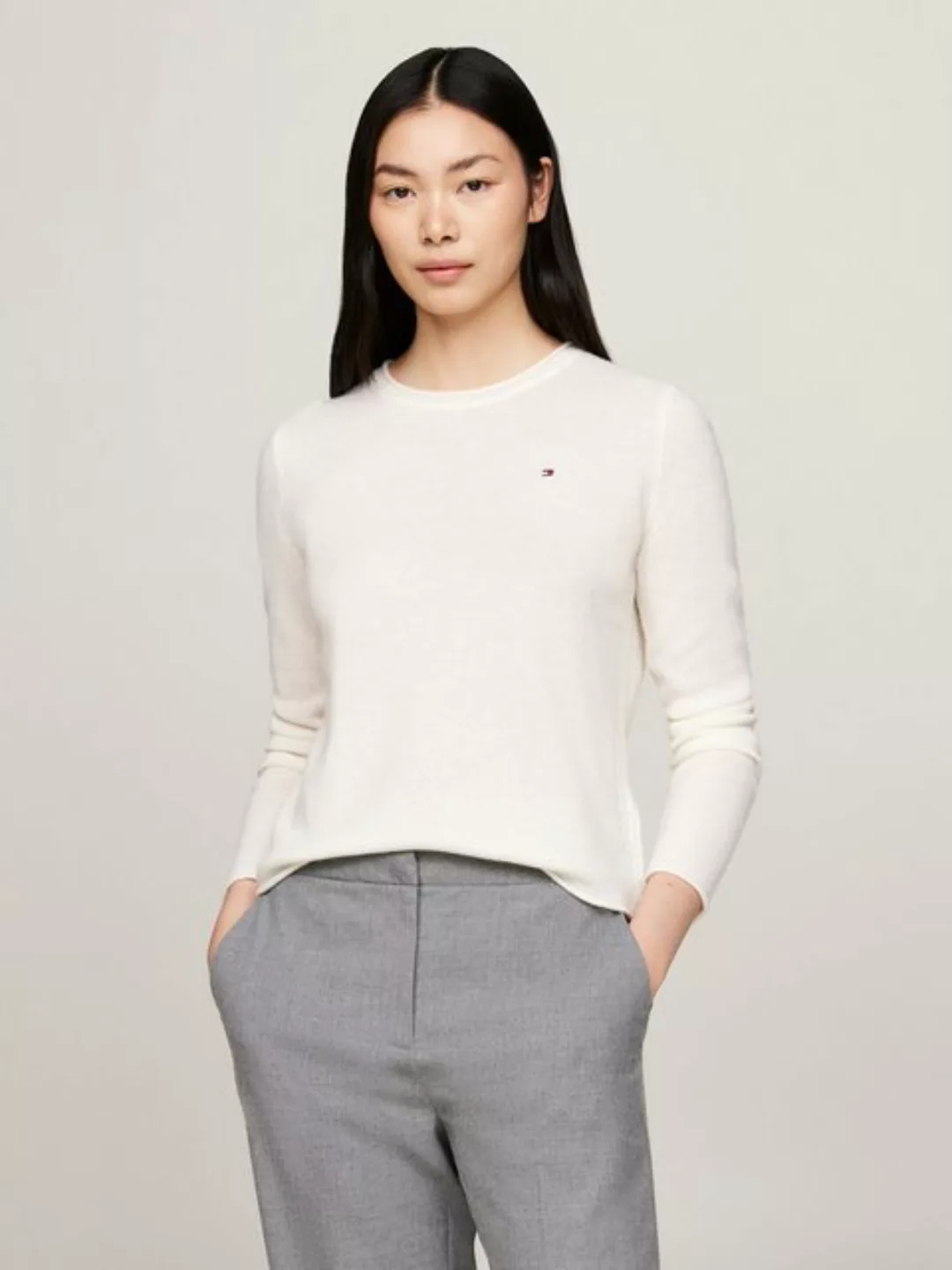 Tommy Hilfiger Strickpullover "SOFT WOOL C-NK SWEATER", mit Logostickerei, günstig online kaufen