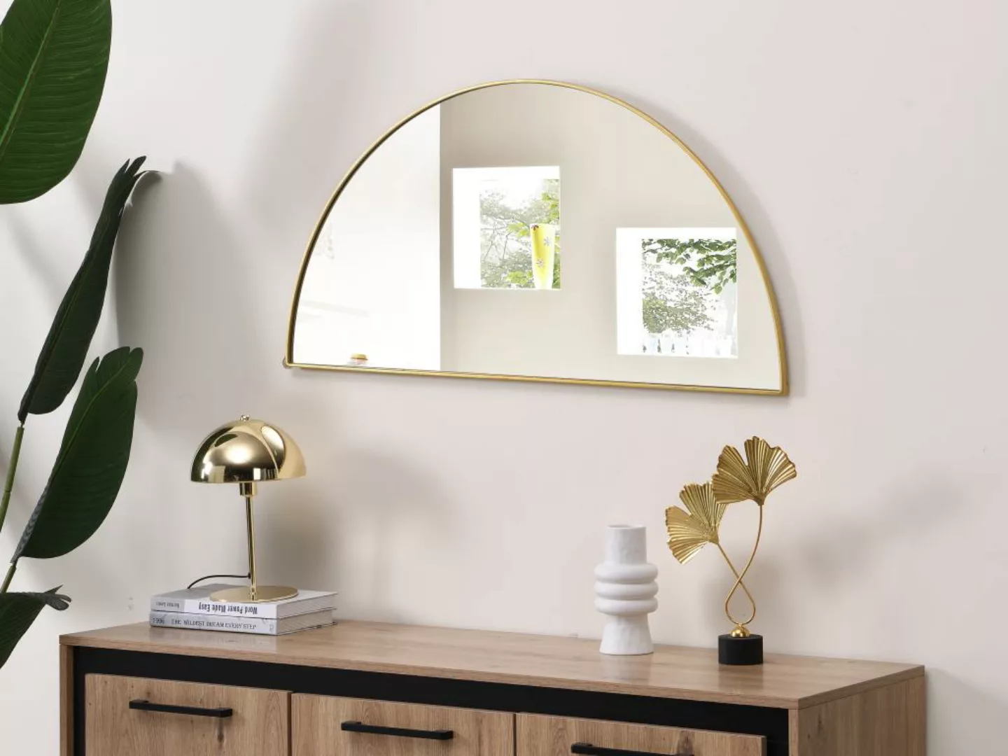Spiegel halbrund Design - 50 x 100 cm - Goldfarben - GAVRA günstig online kaufen