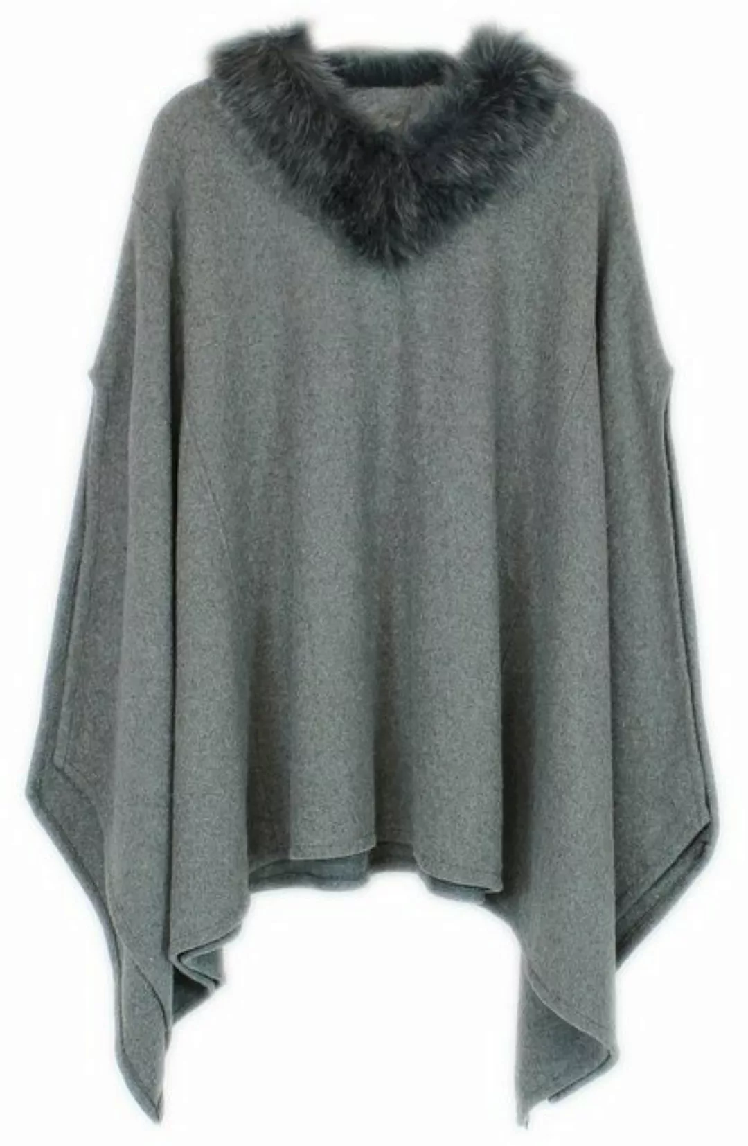 dy_mode Poncho Eleganter Damen Poncho mit Kunstfell Kragen Winter Überwurf günstig online kaufen