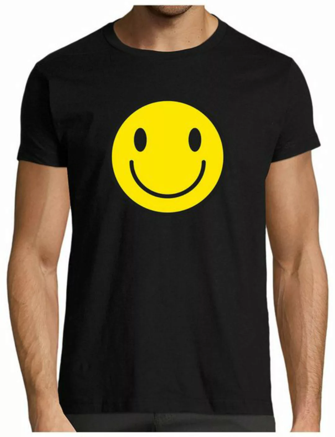 MyDesign24 T-Shirt Herren Print Shirt - Lächelndes gelbes Smiley Brustprint günstig online kaufen